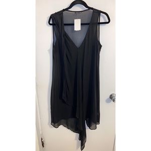 Eileen Fisher Black Silk V Neck Dress size small